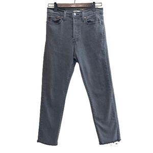 Levi's Wedgie Straight High Rise Button Fly Raw Hem Jean Women Size 28 Gray Wash